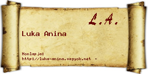 Luka Anina névjegykártya